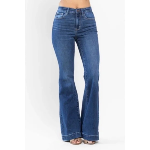 Denim - SOLD OUT JUDY BLUE - NEW FALL 24! High Waist Wide Flare Hem Stretch Jeans